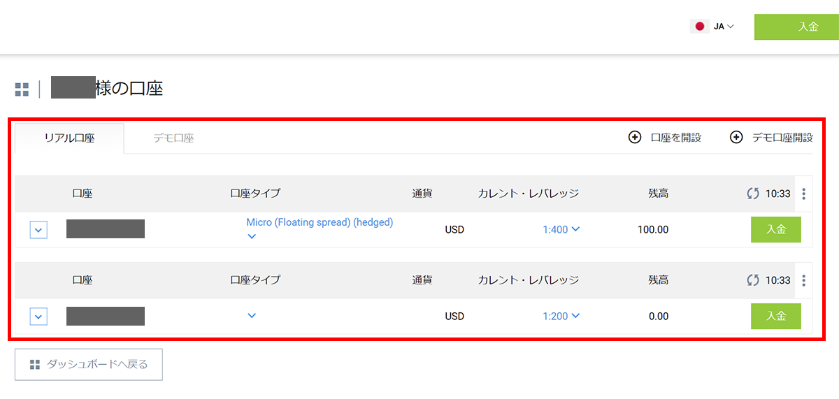 IFC Markets口座リスト